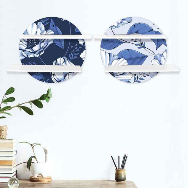 Shelves - Blue Bloom Wall Shelves - Set Of Two