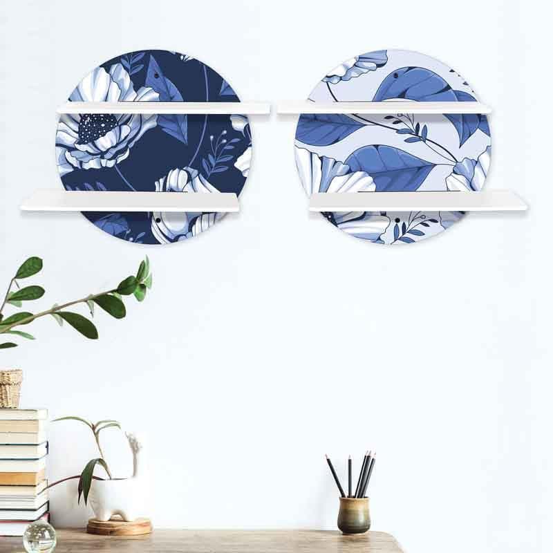 Buy Blue Bloom Wall Shelves - Set Of Two Shelves from Vaaree