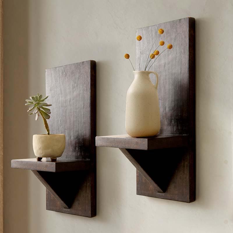 Buy Classic Wooden Wall Shelves (Set Of Two) Shelves from Vaaree