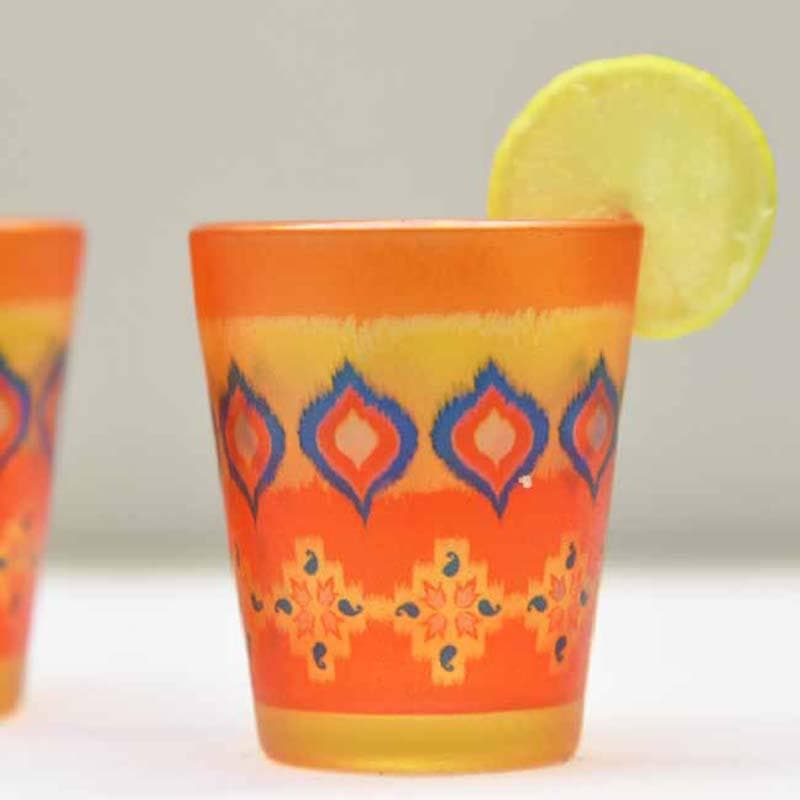 Buy Dazzling Ikkat Frosted Shot Glass (30 ml ) - Set Of Two Shot Glass from Vaaree