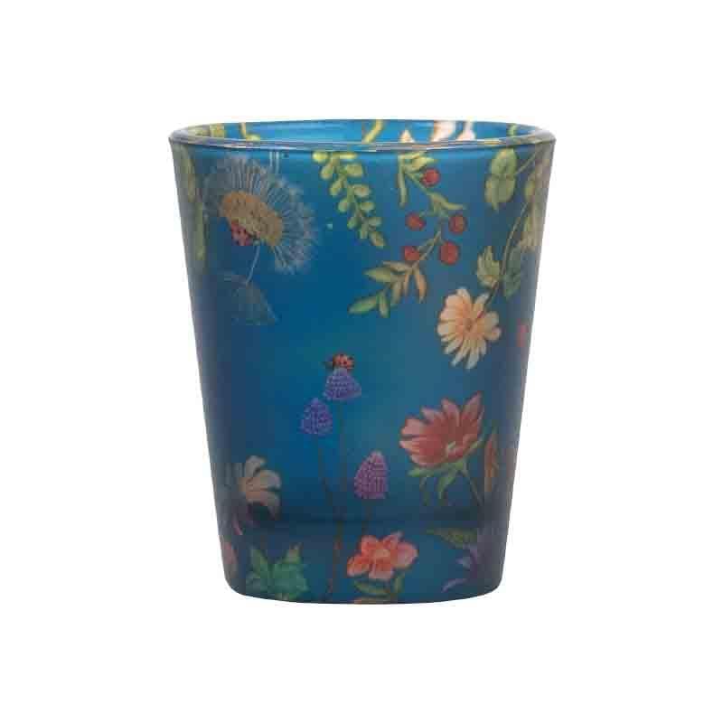 Buy Floral Bliss Blue Frosted Shot Glass (30 ml ) - Set Of Two Shot Glass from Vaaree