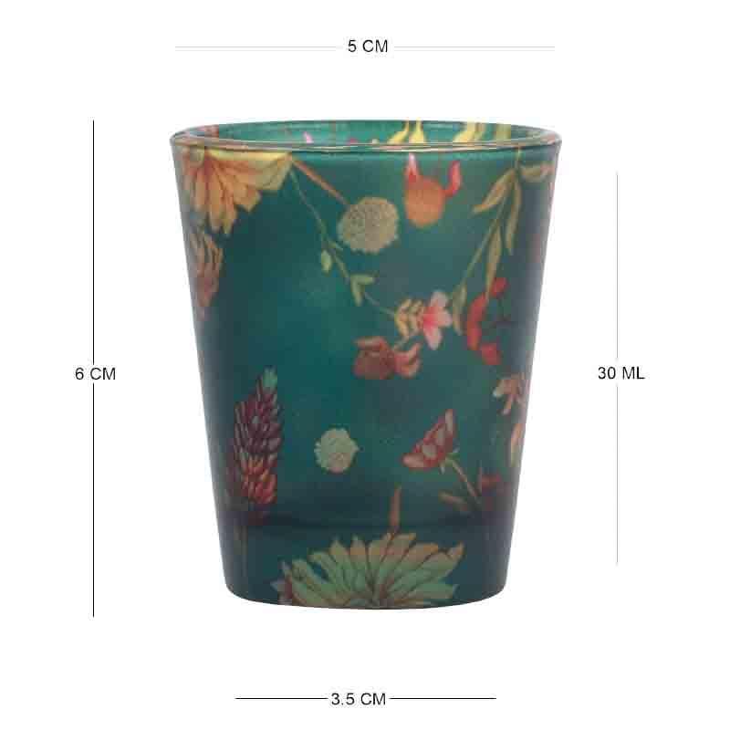 Buy Floral Bliss Green Shot Glass (30 ml ) - Set Of Two Shot Glass from Vaaree