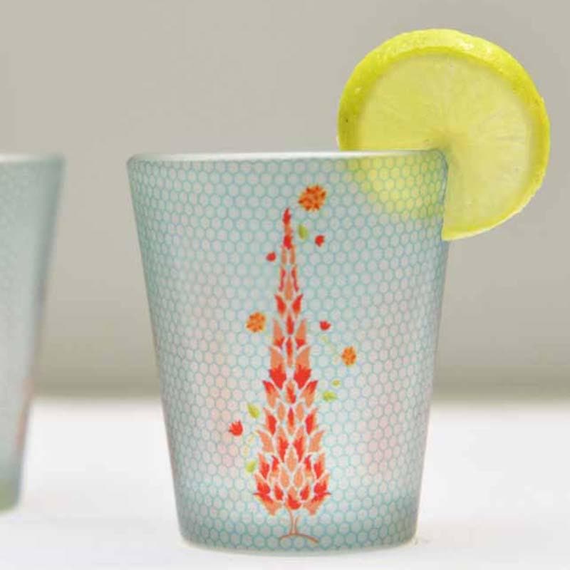 Buy Magnate Mughal Frosted Shot Glass (30 ml ) - Set Of Two Shot Glass from Vaaree