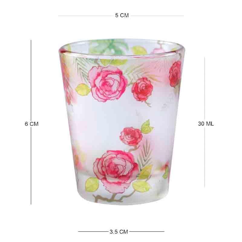 Buy Misty Morning Roses White Frosted Shot Glass (30 ml ) - Set Of Two Shot Glass from Vaaree