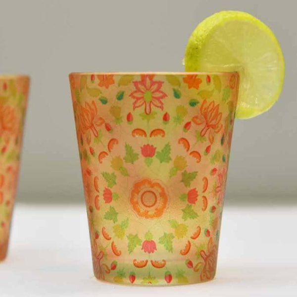 Buy Mughal Blooms Frosted Shot Glass (30 ml ) - Set Of Two Shot Glass from Vaaree