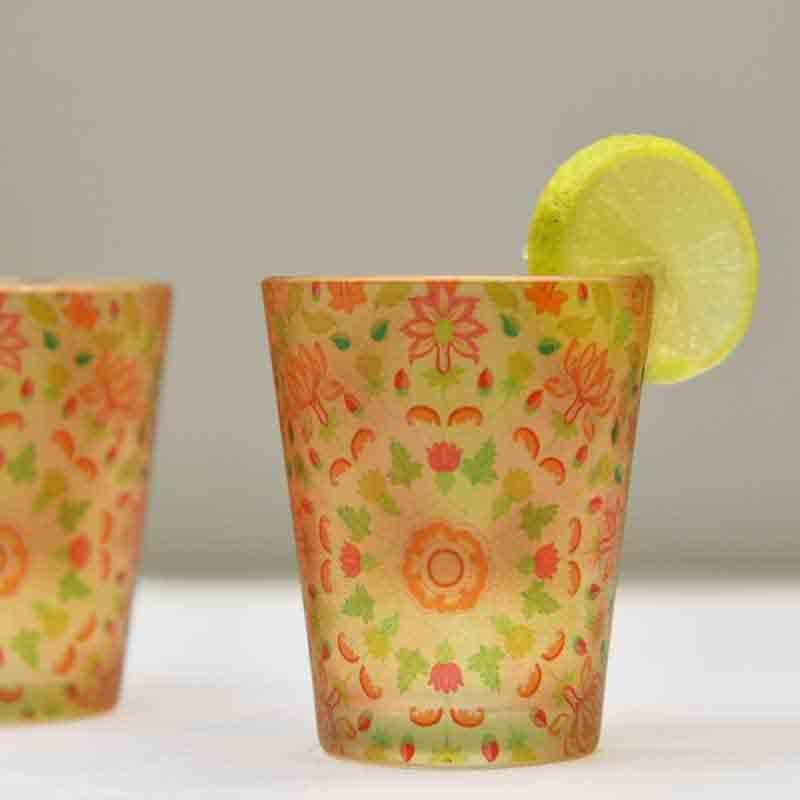 Buy Mughal Blooms Frosted Shot Glass (30 ml ) - Set Of Two Shot Glass from Vaaree