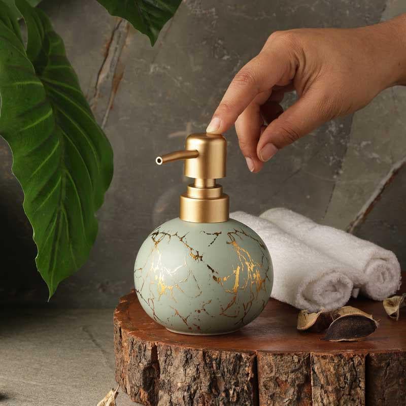 Buy Marble Texture Soap Dispenser (Turquoise)- Round Soap Dispenser from Vaaree