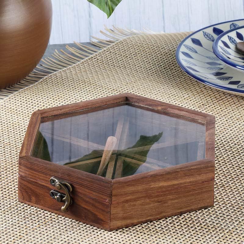 Buy Hexa Wooden Spice Box Masala Box from Vaaree