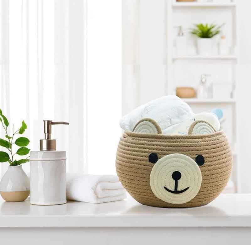 Buy Happy Bear Multipurpose Basket- Beige Storage Basket from Vaaree