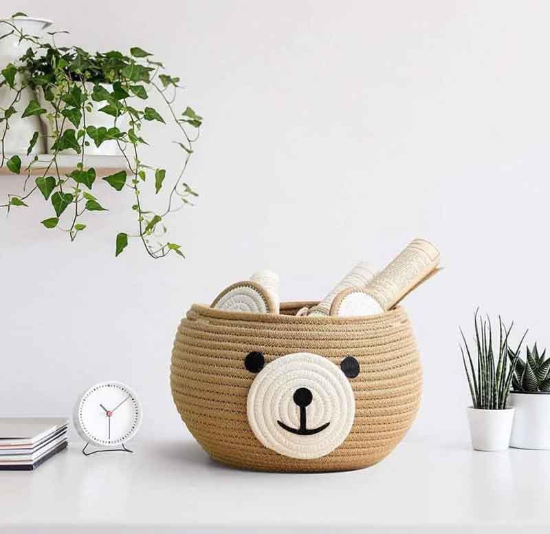 Buy Happy Bear Multipurpose Basket- Beige Storage Basket from Vaaree