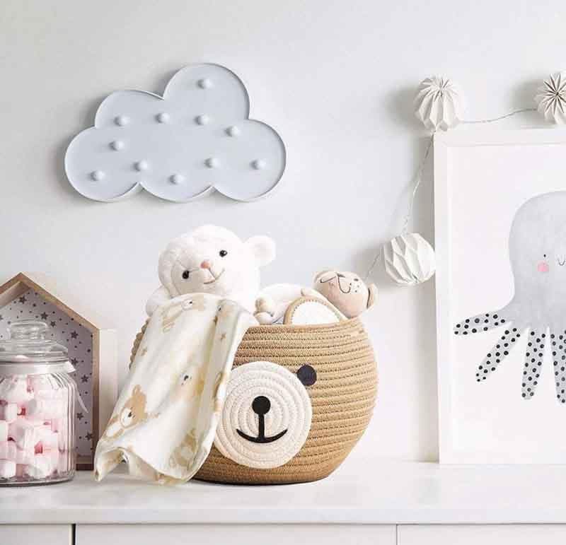Buy Storage Basket - Happy Bear Multipurpose Basket- Beige at Vaaree online