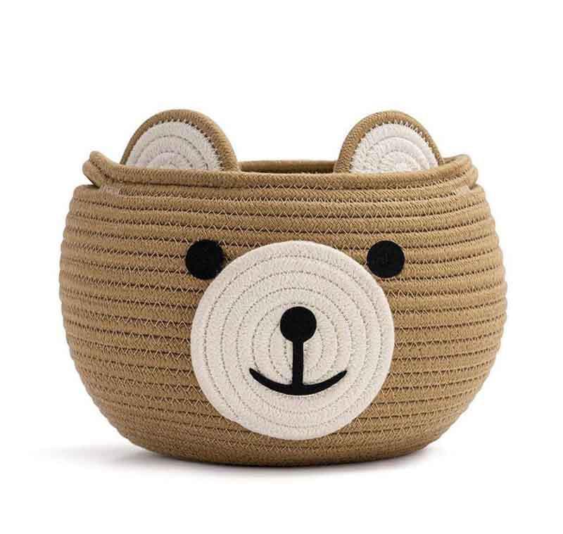 Buy Storage Basket - Happy Bear Multipurpose Basket- Beige at Vaaree online
