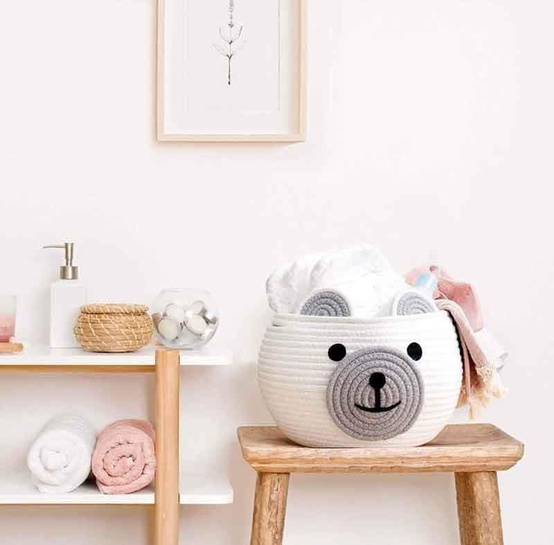 Buy Happy Bear Multipurpose Basket- White Storage Basket from Vaaree