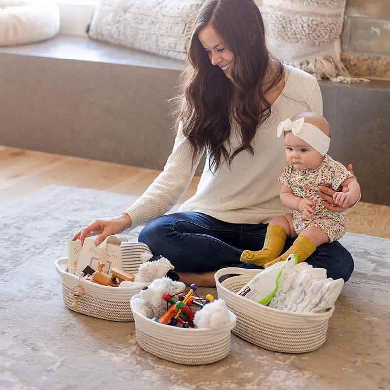 Buy Stripey Mate Storage Basket - Set Of Three Storage Basket from Vaaree