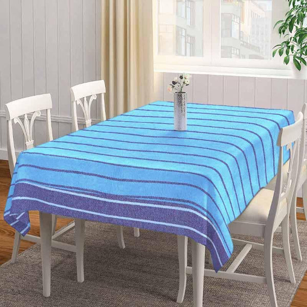 Table Cover - Madras Barcode Stripe Table Cover - Blue