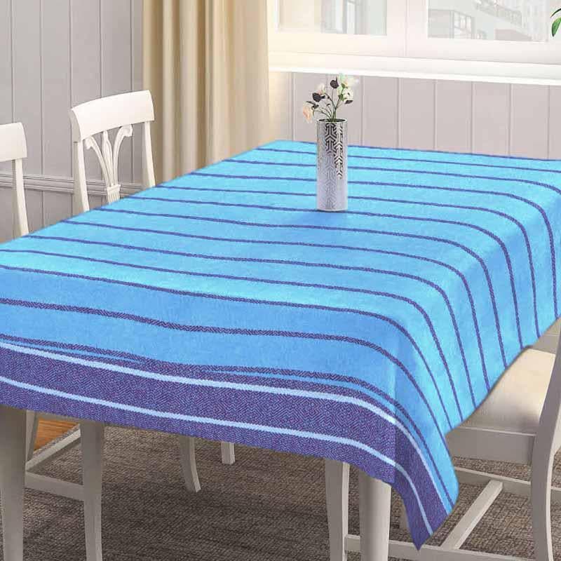 Table Cover - Madras Barcode Stripe Table Cover - Blue