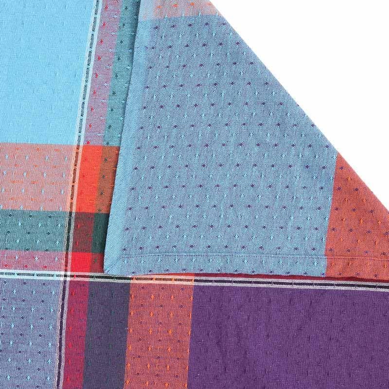 Table Cover - Madras Checks Border Table Cover - Blue