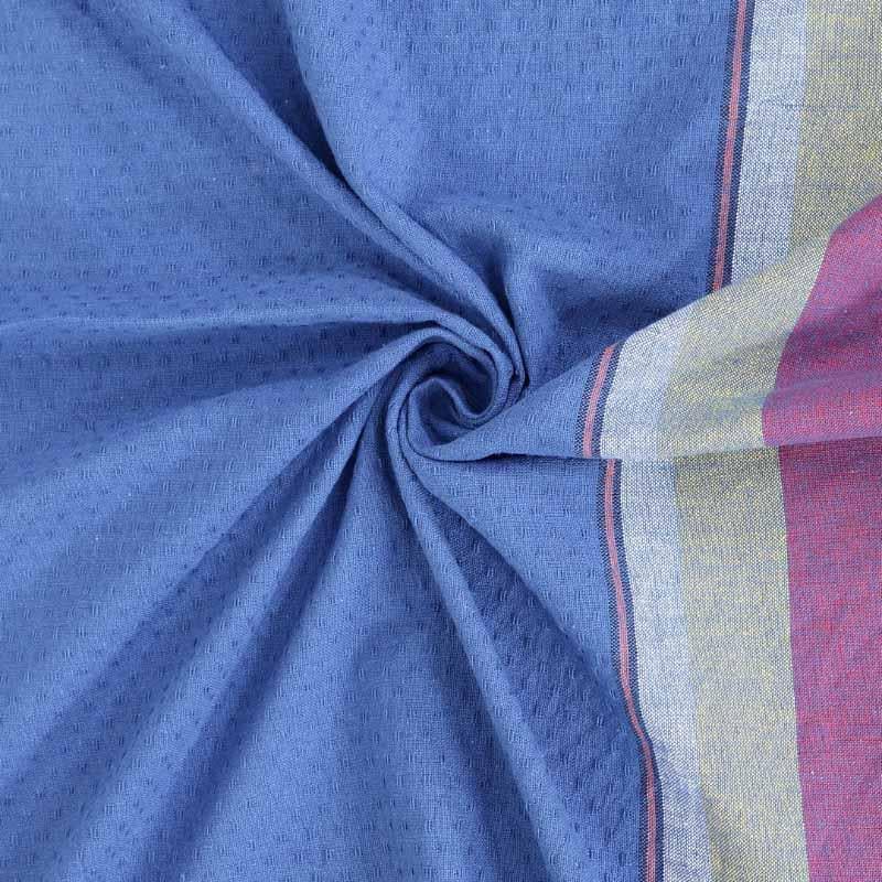 Table Cover - Madras Stripes Border Table Cover - Blue