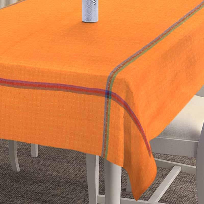 Buy Madras Stripes Border Table Cover - Orange Table Cover from Vaaree