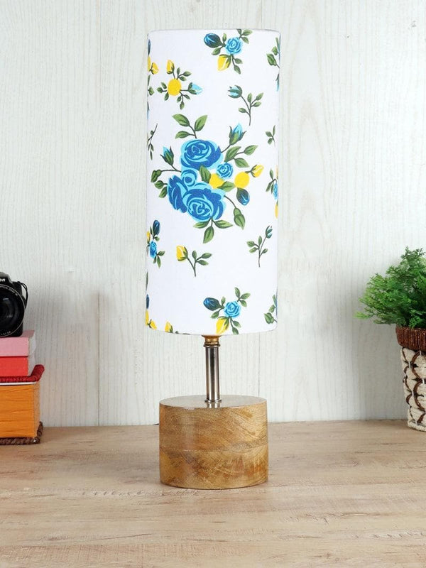 Table Lamp - Blue Floral Rustic Table Lamp