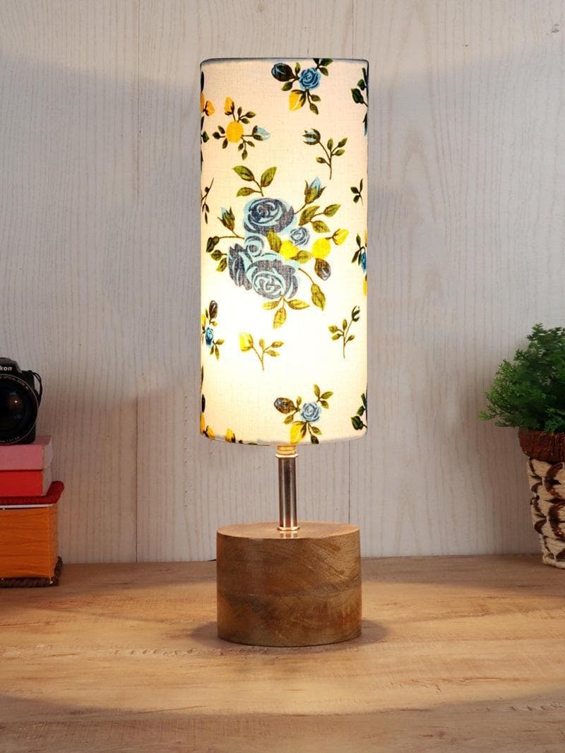 Table Lamp - Blue Floral Rustic Table Lamp