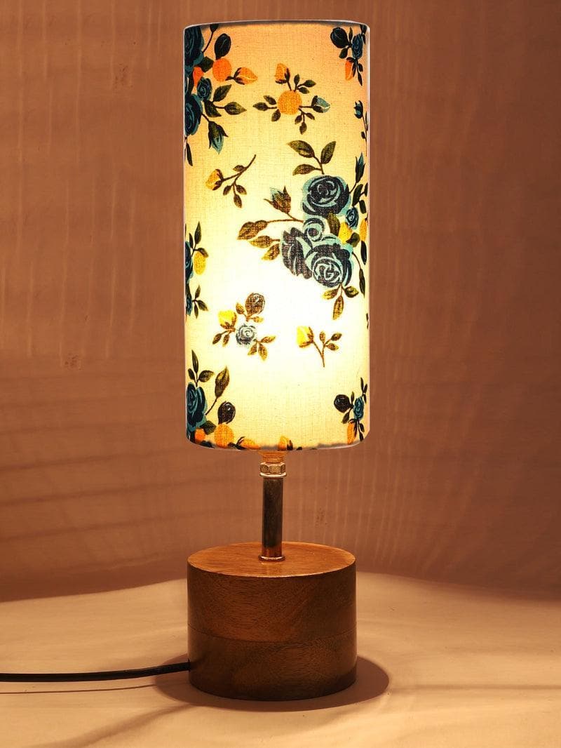 Table Lamp - Blue Floral Rustic Table Lamp