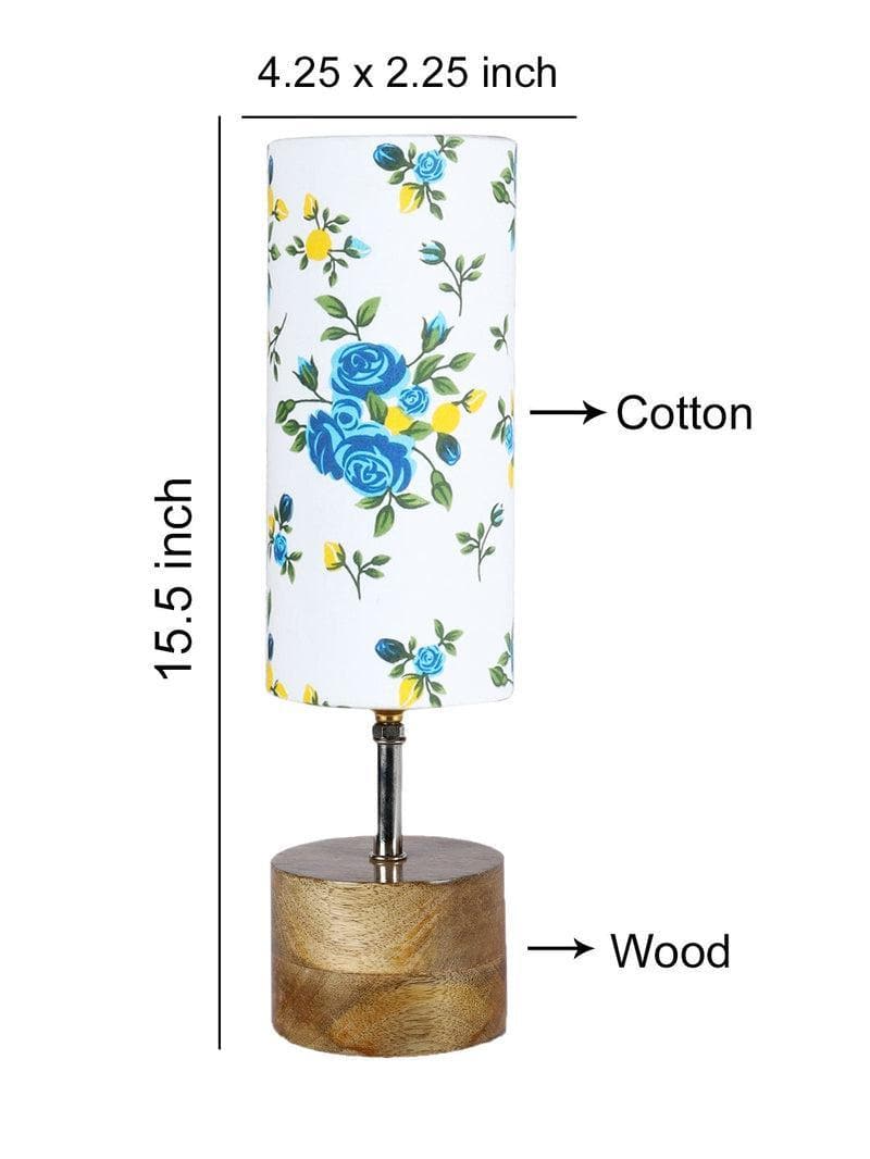 Table Lamp - Blue Floral Rustic Table Lamp