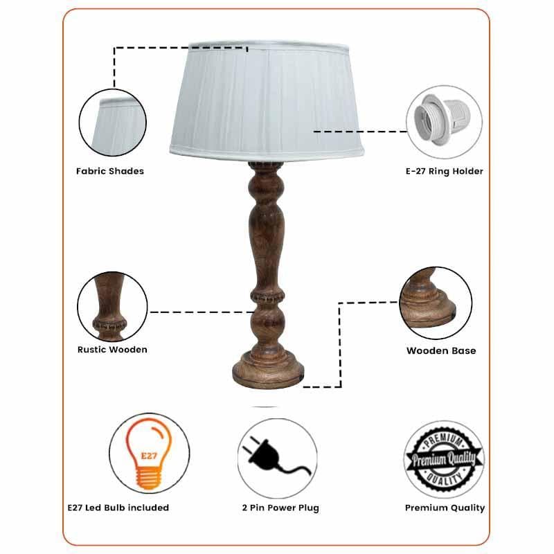 Buy Earthine Table Lamp - White/Brown Table Lamp from Vaaree