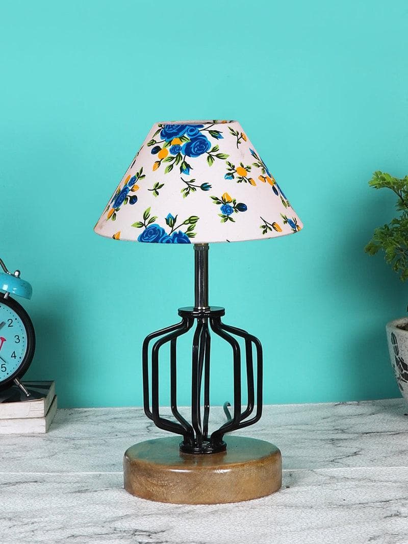 Table Lamp - Floral Cosmo Table Lamp- Blue