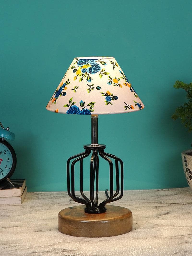 Table Lamp - Floral Cosmo Table Lamp- Blue