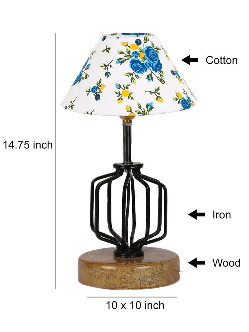 Table Lamp - Floral Cosmo Table Lamp- Blue