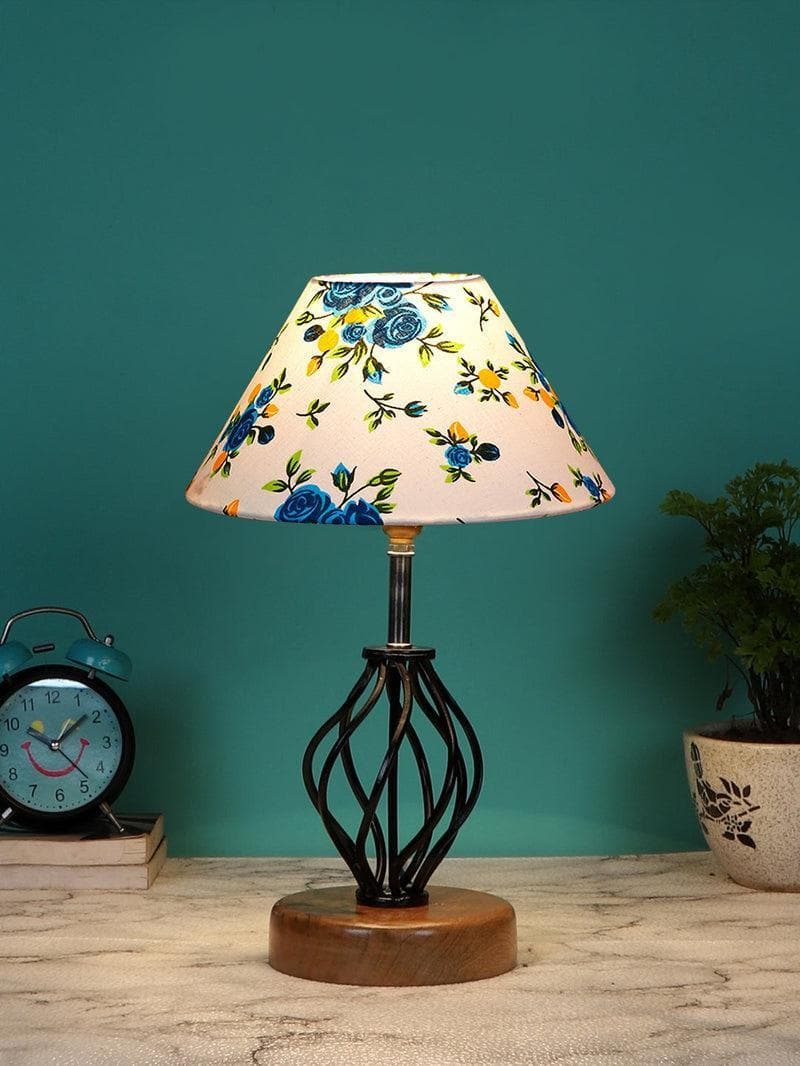 Buy Floral Georgia Table Lamp- Blue Table Lamp from Vaaree