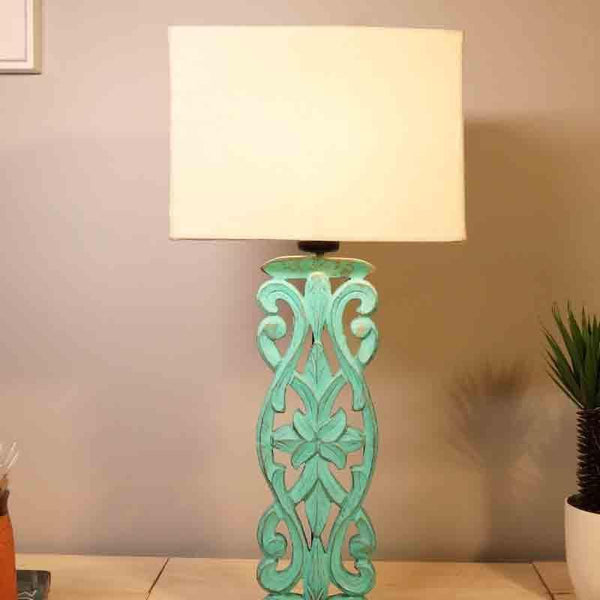 Table Lamp - Meraki Carved Table Lamp - Mint Green