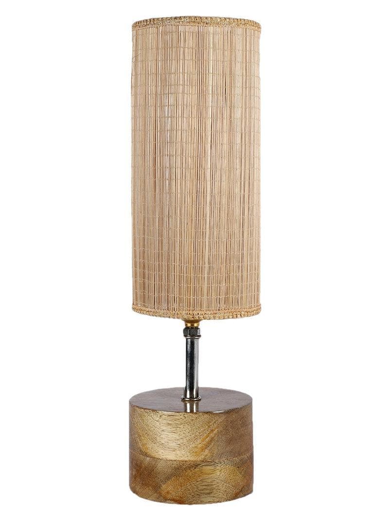 Table Lamp - Rustic Wood Table Lamp- Beige