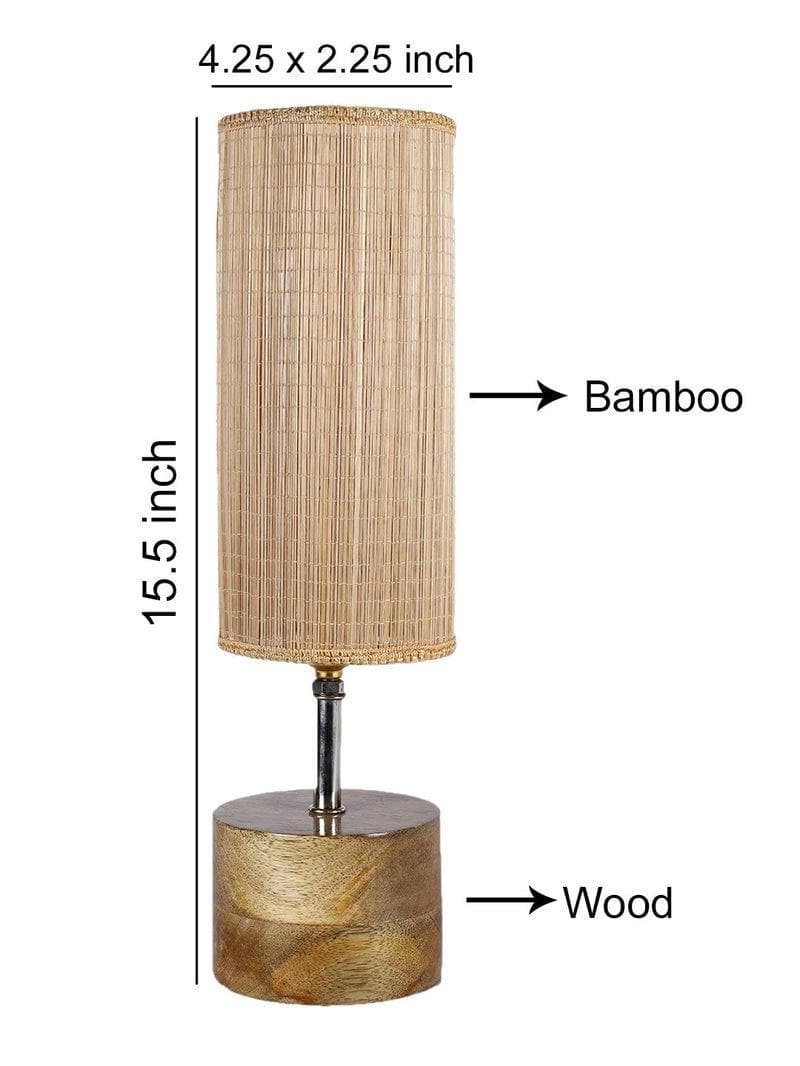 Table Lamp - Rustic Wood Table Lamp- Beige