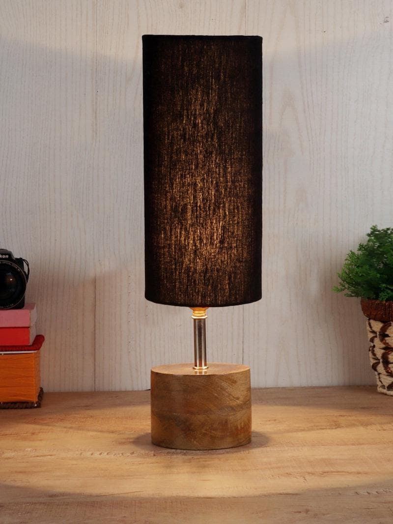 Buy Rustic Wood Table Lamp- Black Table Lamp from Vaaree