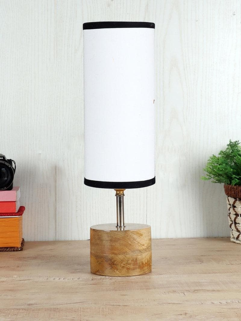 Table Lamp - Rustic Wood Table Lamp- Black & White