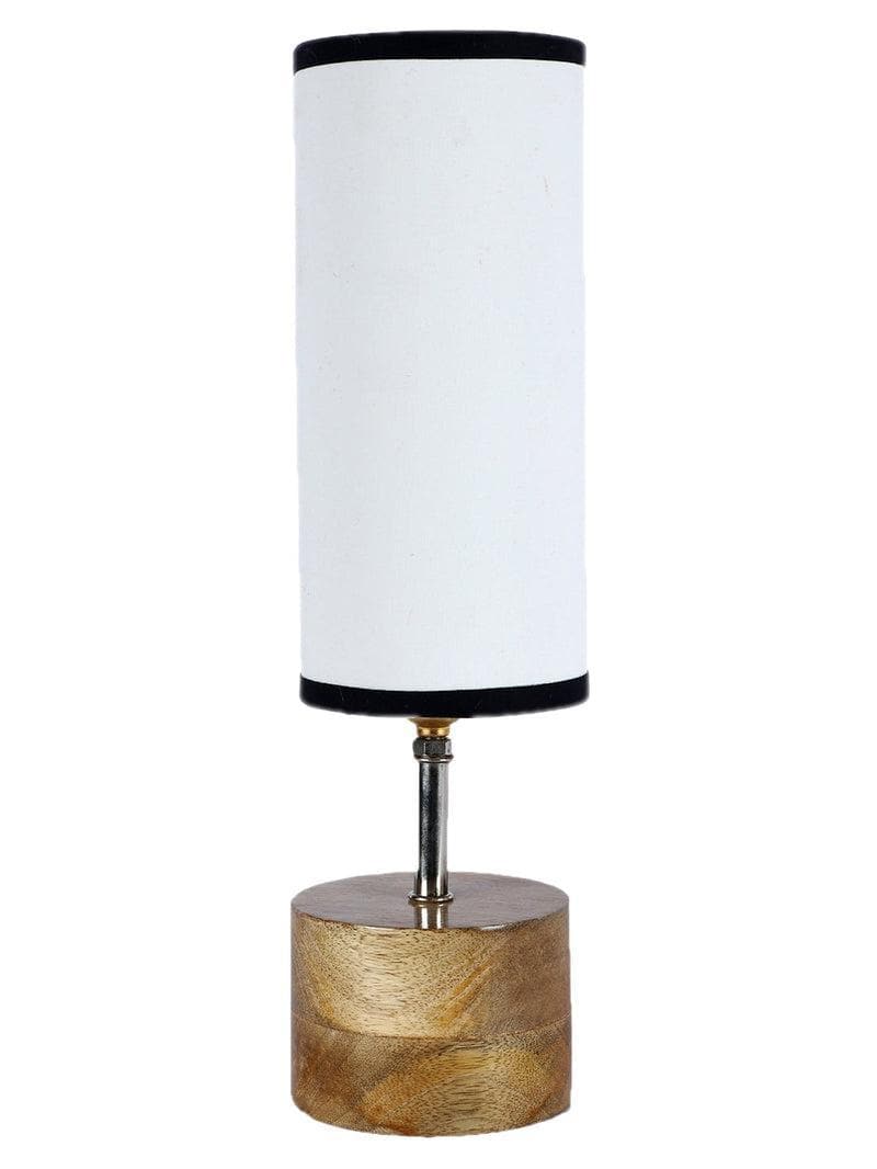 Table Lamp - Rustic Wood Table Lamp- Black & White