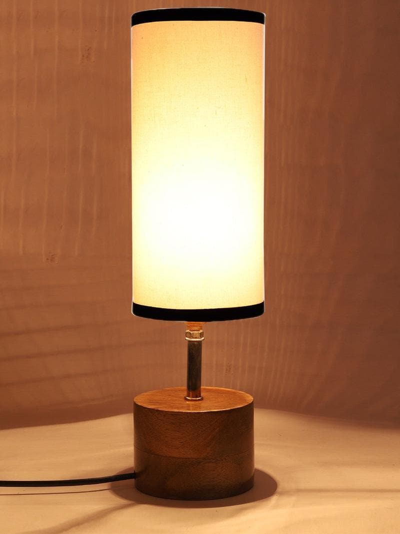 Table Lamp - Rustic Wood Table Lamp- Black & White