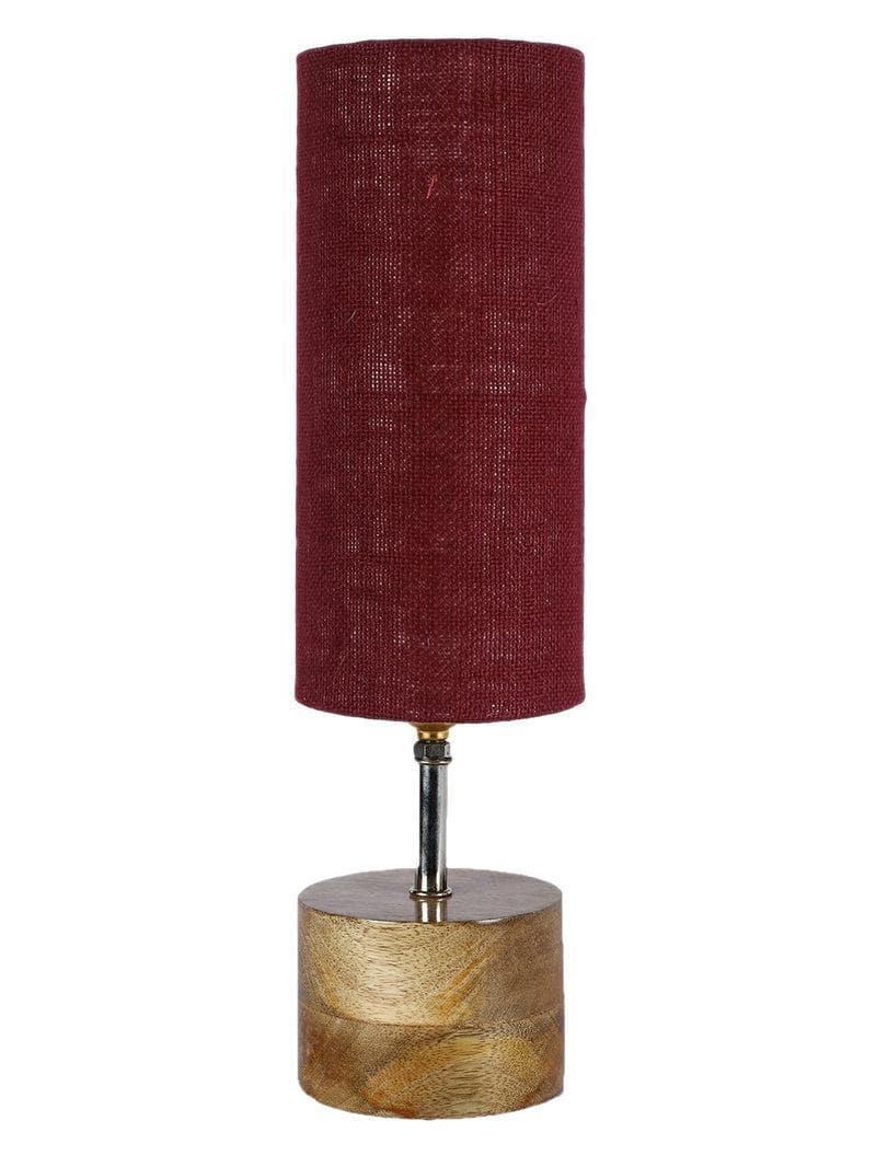 Buy Rustic Wood Table Lamp- Maroon Table Lamp from Vaaree