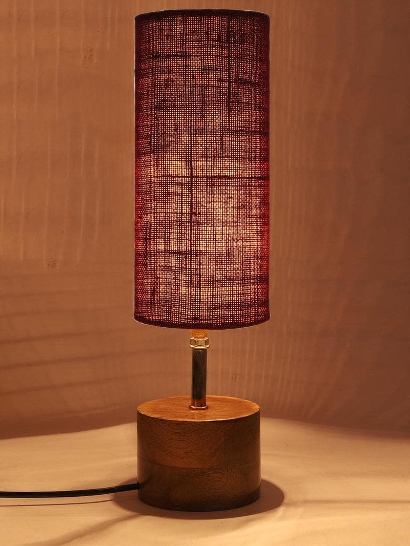 Buy Rustic Wood Table Lamp- Maroon Table Lamp from Vaaree