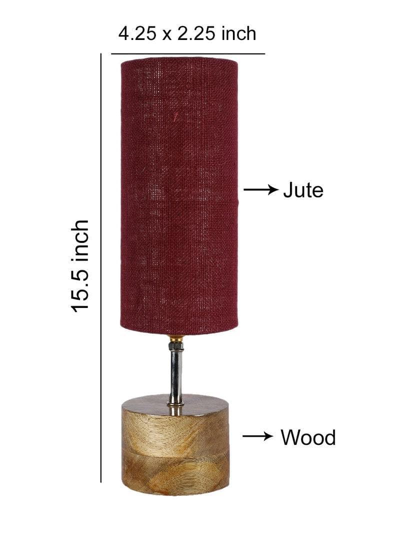 Buy Rustic Wood Table Lamp- Maroon Table Lamp from Vaaree