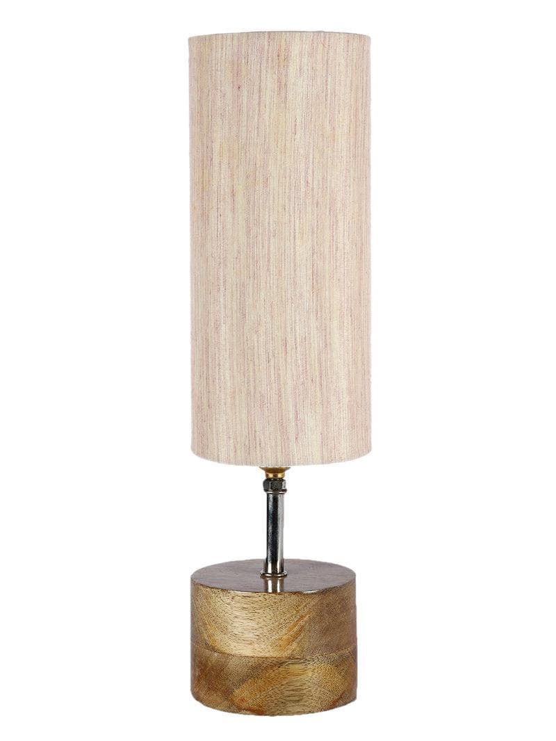 Table Lamp - Rustic Wood Table Lamp- Off-White