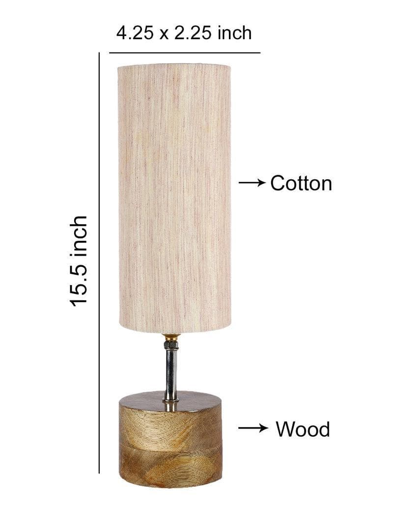 Table Lamp - Rustic Wood Table Lamp- Off-White