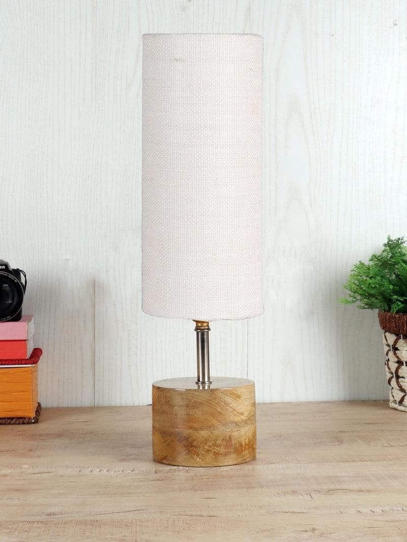 Buy Rustic Wood Table Lamp- White Table Lamp from Vaaree