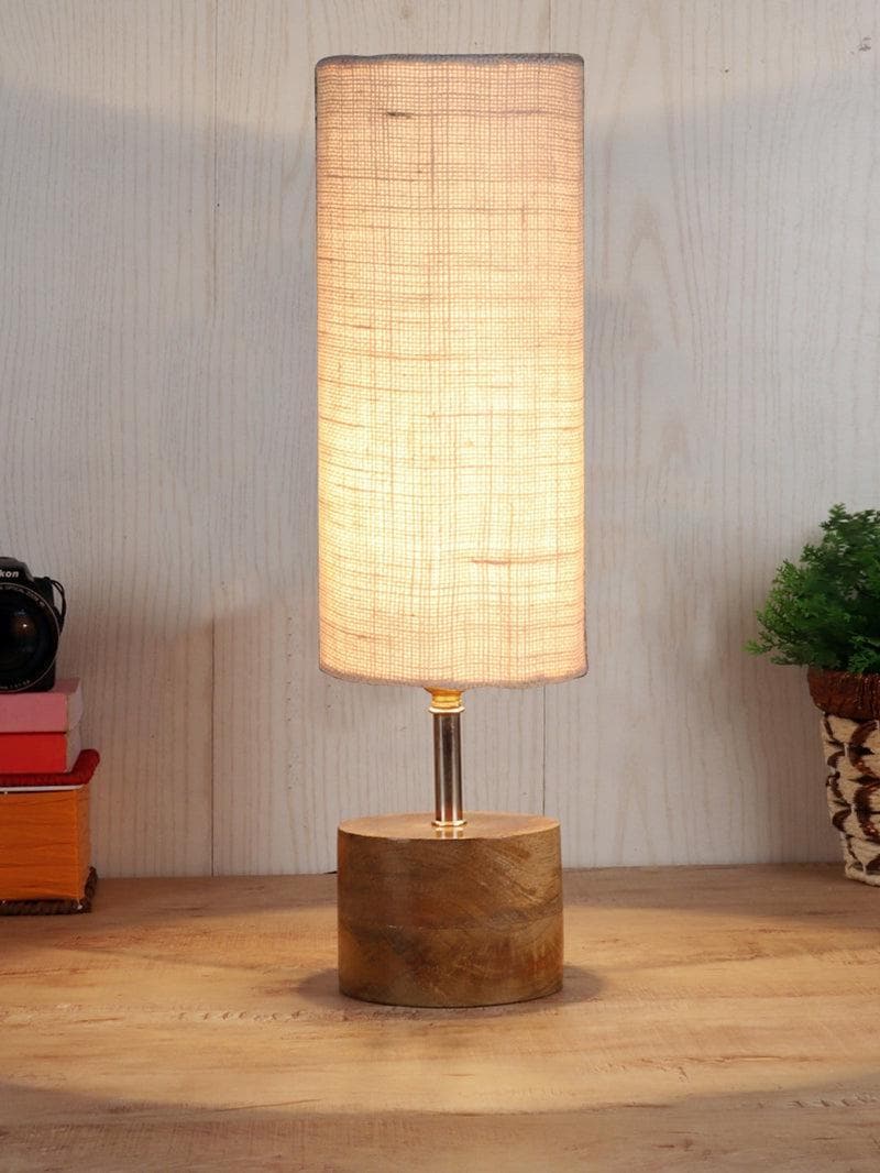 Buy Rustic Wood Table Lamp- White Table Lamp from Vaaree