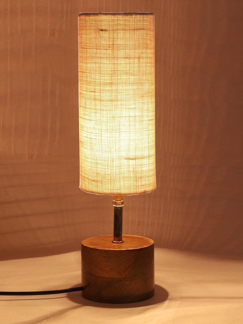 Table Lamp - Rustic Wood Table Lamp- White