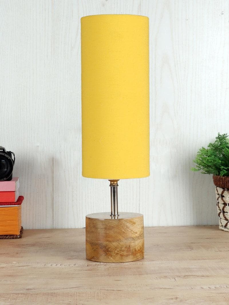 Buy Rustic Wood Table Lamp- Yellow Table Lamp from Vaaree