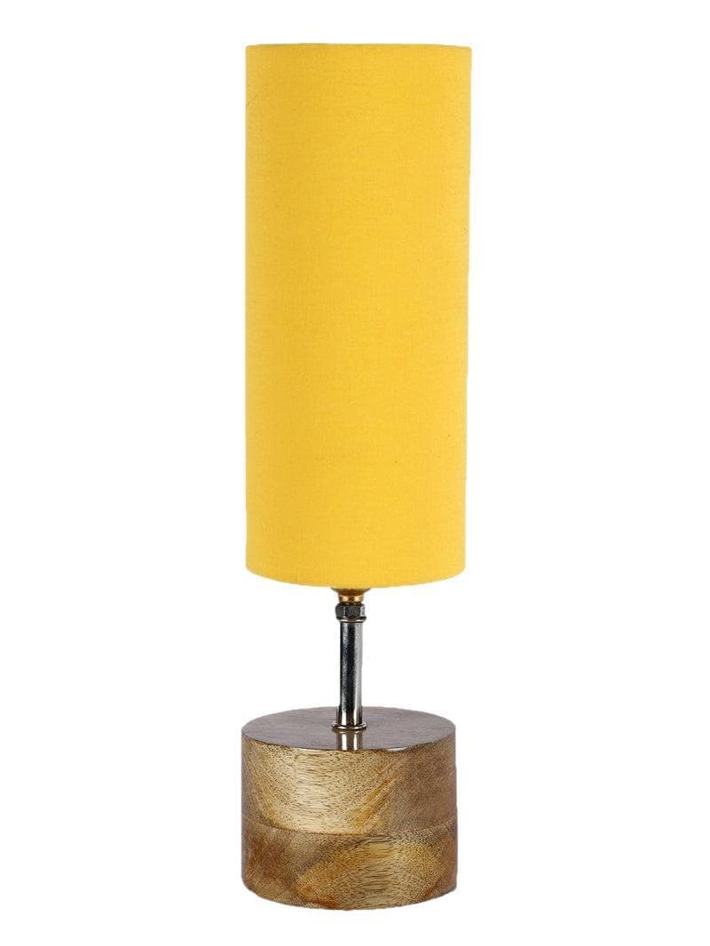 Buy Rustic Wood Table Lamp- Yellow Table Lamp from Vaaree