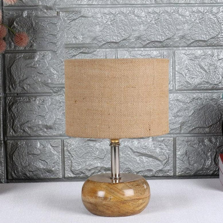 Table Lamp - Wood Pebble Table Lamp- Beige